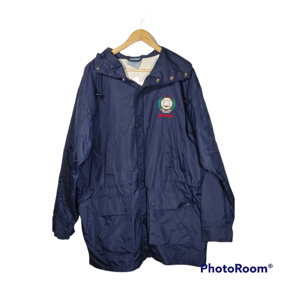 Charles River Vintage Newport USA Rain Coat Wind Snow Sailing Hoodie Jacket L